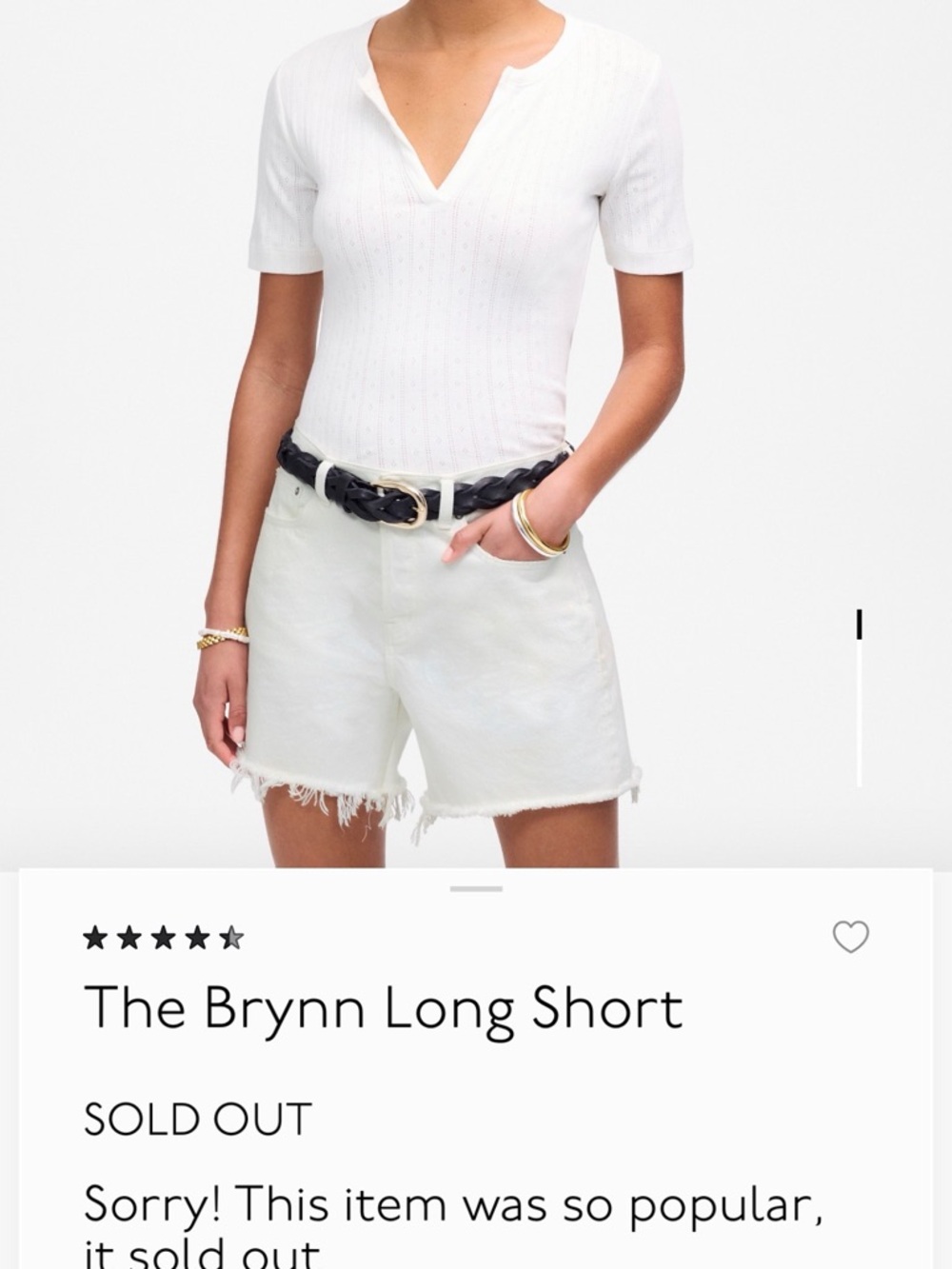 Madewell Brynn long denim short white 29